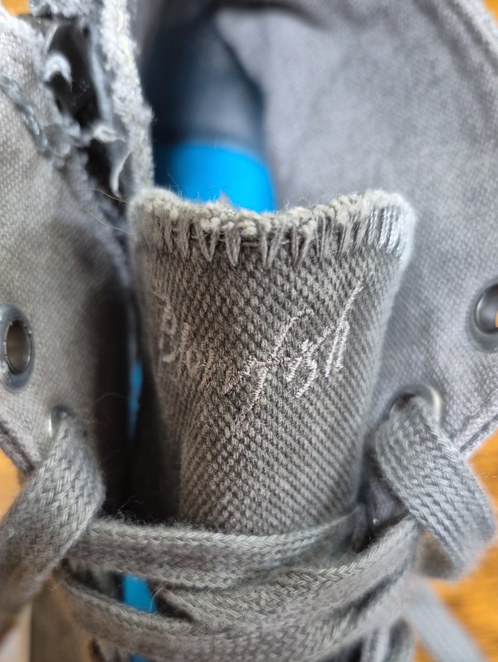 BLOWFISH 'Rev Arctic' Gray Distressed Canvas Women's High Top Sneakers Side Zip - Picture 10 of 16